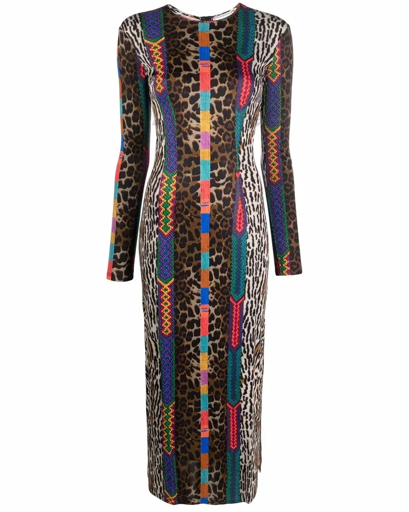 Pierre-Louis Mascia Midikleid mit Leoparden-Print - Schwarz Schwarz