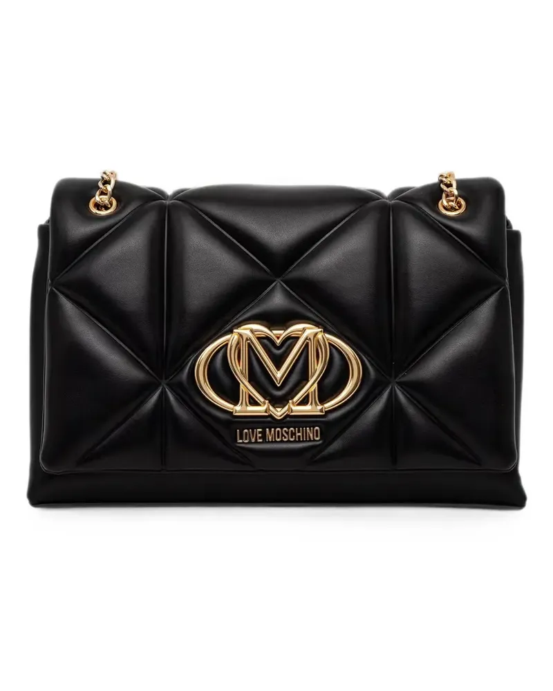 Moschino logo-plaque quilted crossbody bag - Schwarz Schwarz