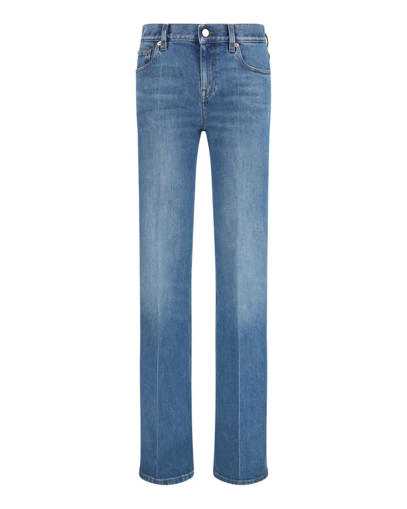 Gucci logo-patch flared trousers - Blau Blau