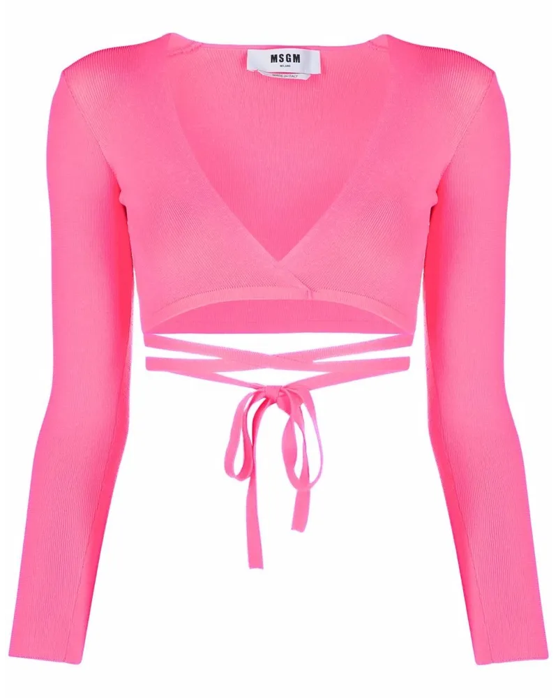 MSGM Cropped-Top mit Schnürung - Rosa Rosa