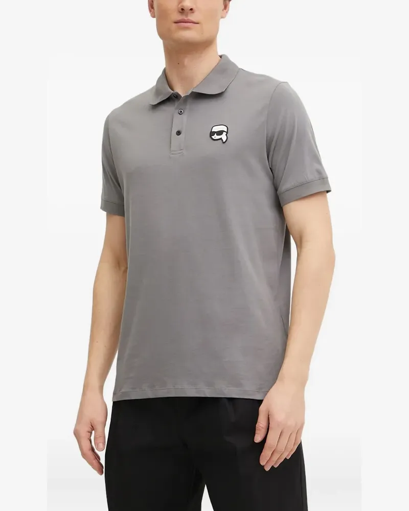 Karl Lagerfeld Poloshirt mit Logo-Patch - Grau Grau