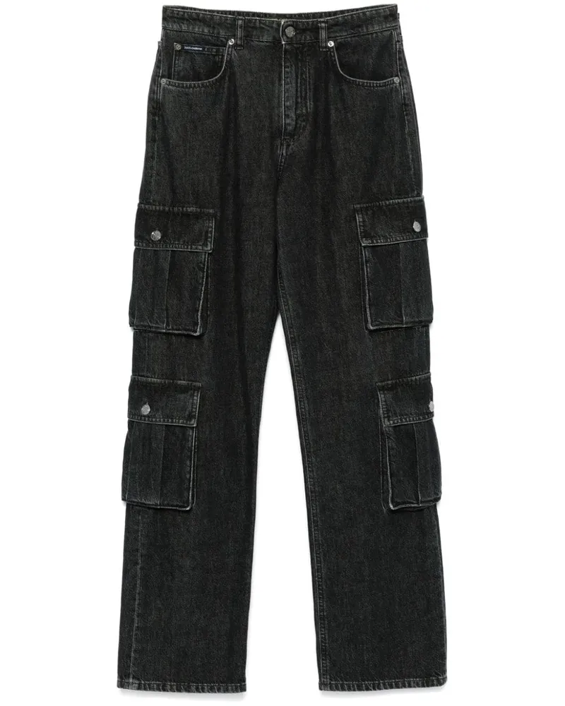 Dolce & Gabbana Gerade Cargo-Jeans - Schwarz Schwarz