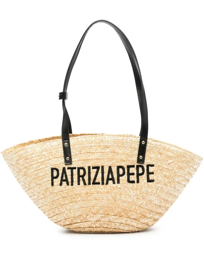 Patrizia Pepe Shopper mit Logo-Stickerei Nude