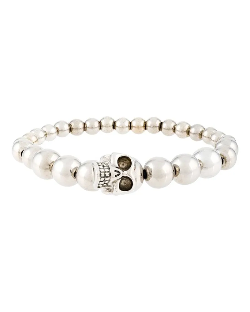 Alexander McQueen Perlenarmband mit Totenköpfen - Metallic Metallic