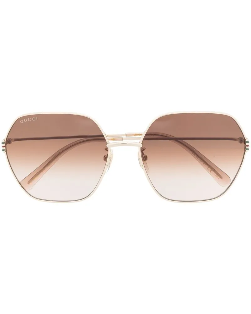 Gucci Sonnenbrille mit geometrischem Gestell - Gold Gold