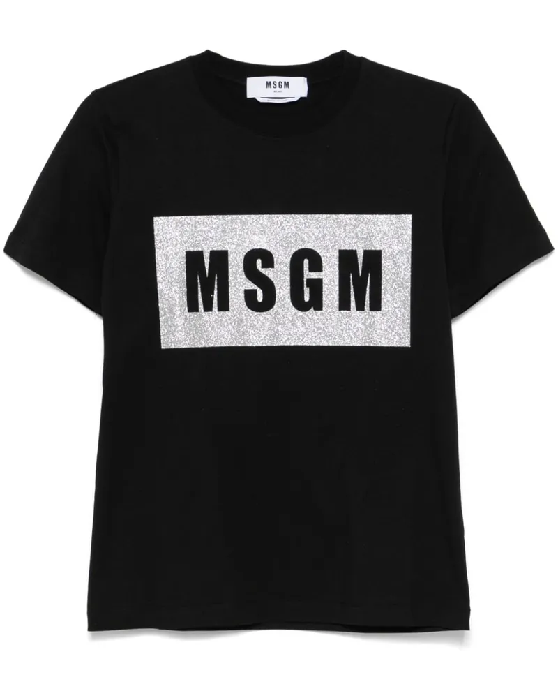 MSGM T-Shirt mit Logo-Print - Schwarz Schwarz