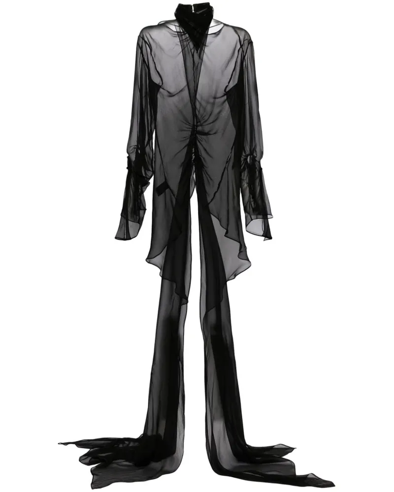 Thierry Mugler Drapiertes Seidentop - Schwarz Schwarz