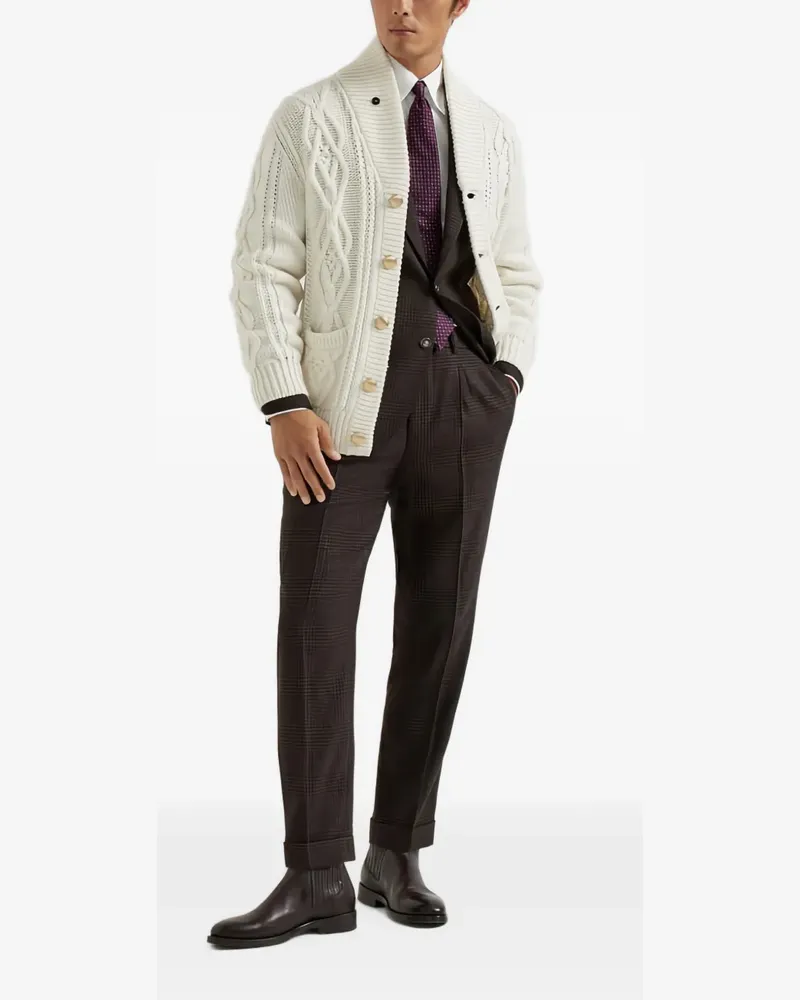 Brunello Cucinelli check-pattern pleated tailored trousers - Braun Braun