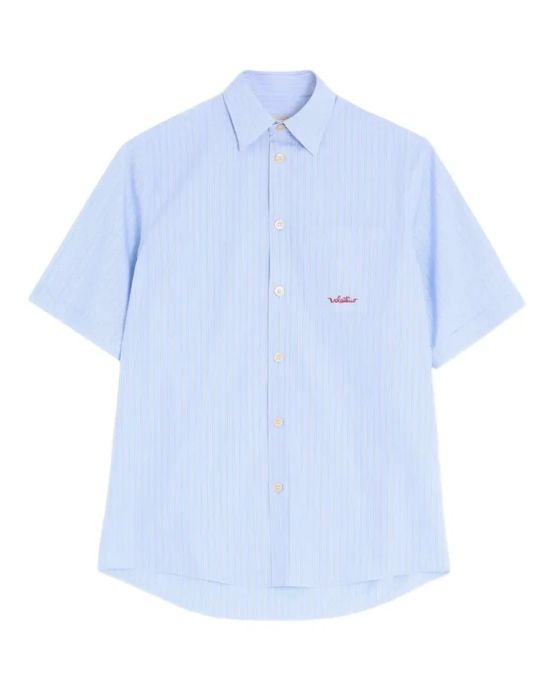 Valentino Garavani Gestreiftes Hemd mit Logo-Stickerei - Blau Blau