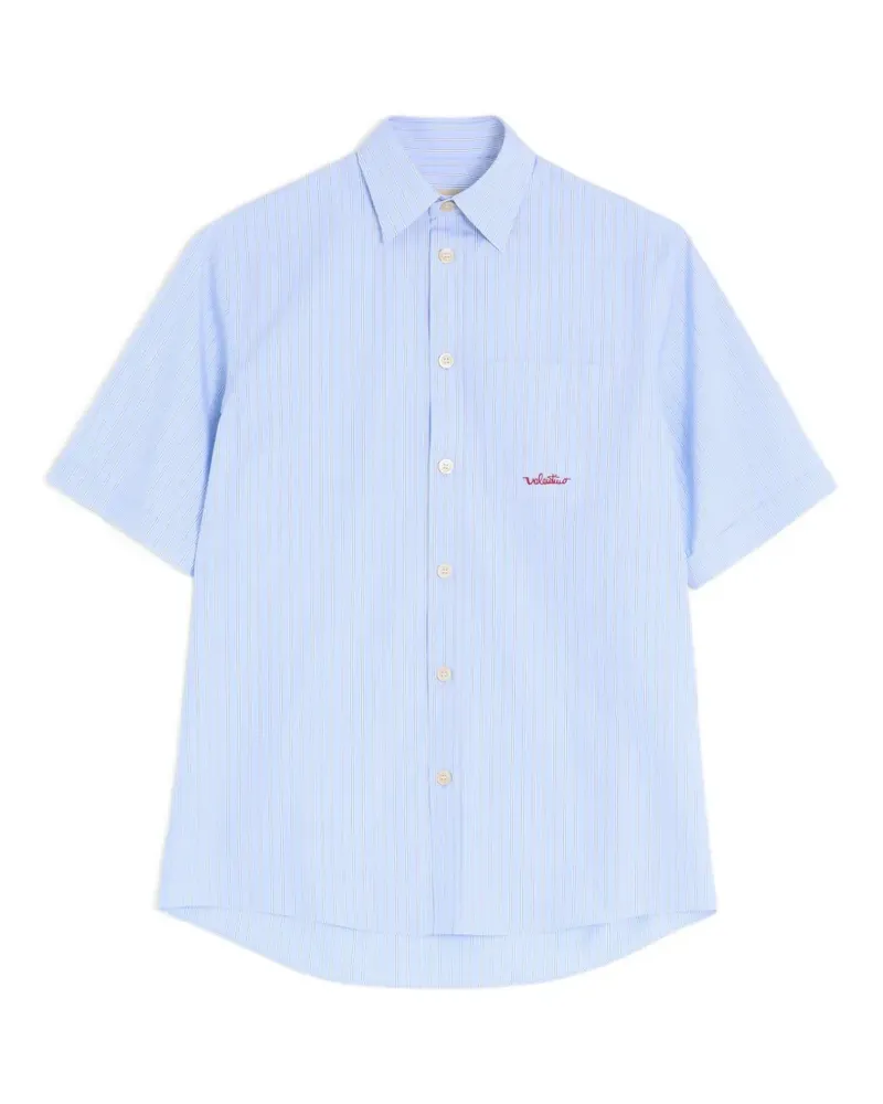 Valentino Garavani Gestreiftes Hemd mit Logo-Stickerei - Blau Blau
