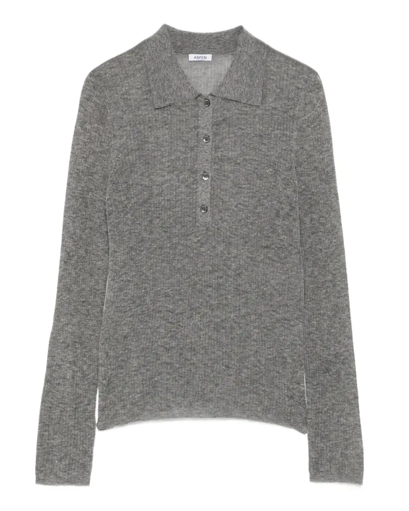 ASPESI Pullover mit Poloshirtkragen - Grau Grau