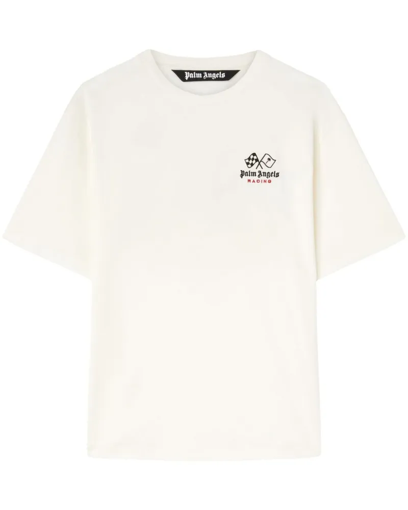 Palm Angels Racing T-Shirt mit grafischem Print - Weiß Weiß