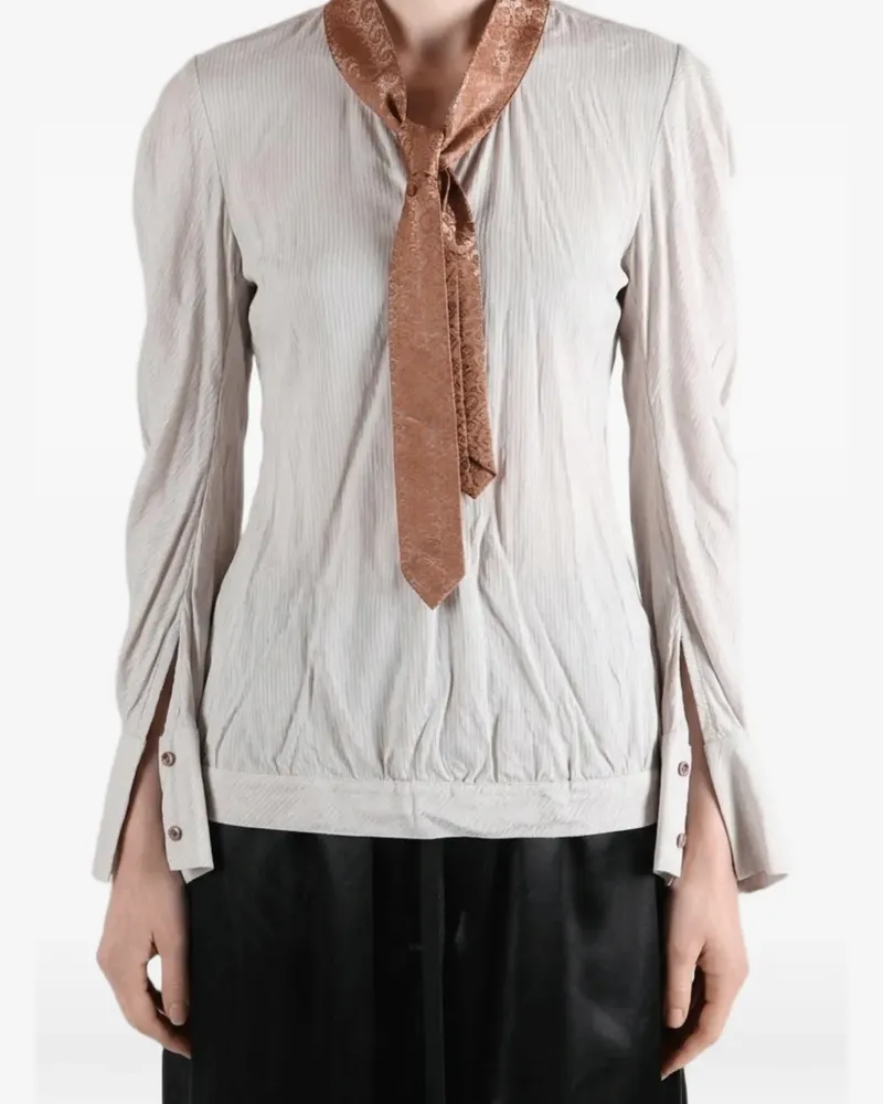 KIKO KOSTADINOV tie-detail crinkled top - Nude Nude