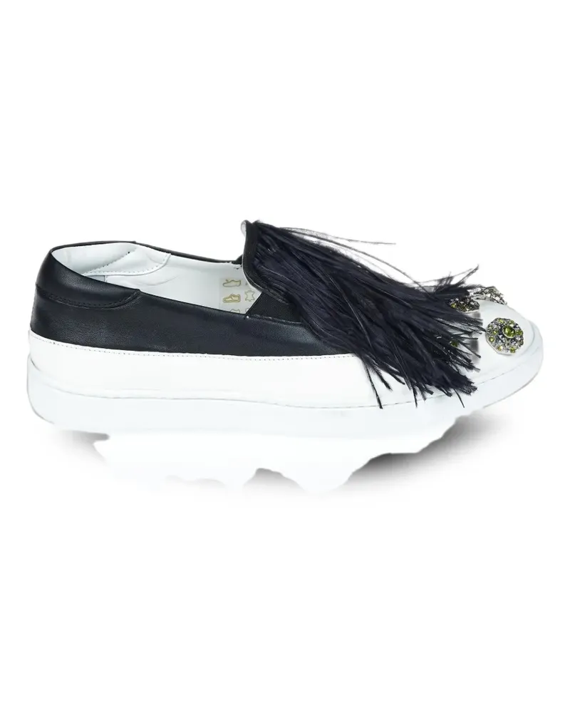 Mr & Mrs Italy feather-embellished jewel sneakers - Schwarz Schwarz