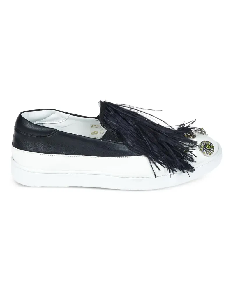 Mr & Mrs Italy Sneakers mit Federn - Schwarz Schwarz