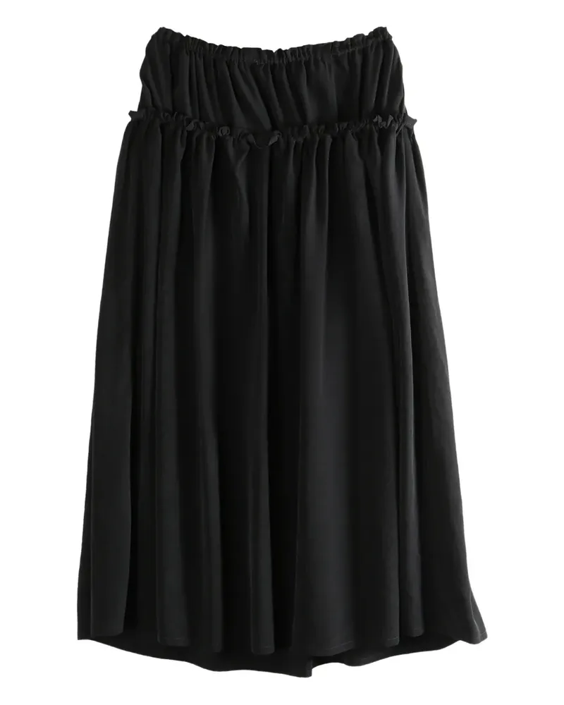 Yohji Yamamoto ruffled drawstring midi skirt - Schwarz Schwarz
