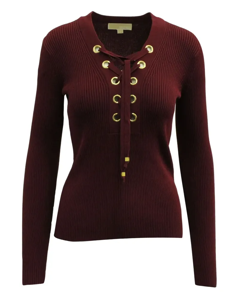 Michael Kors ribbed lace-up top - Rot Rot