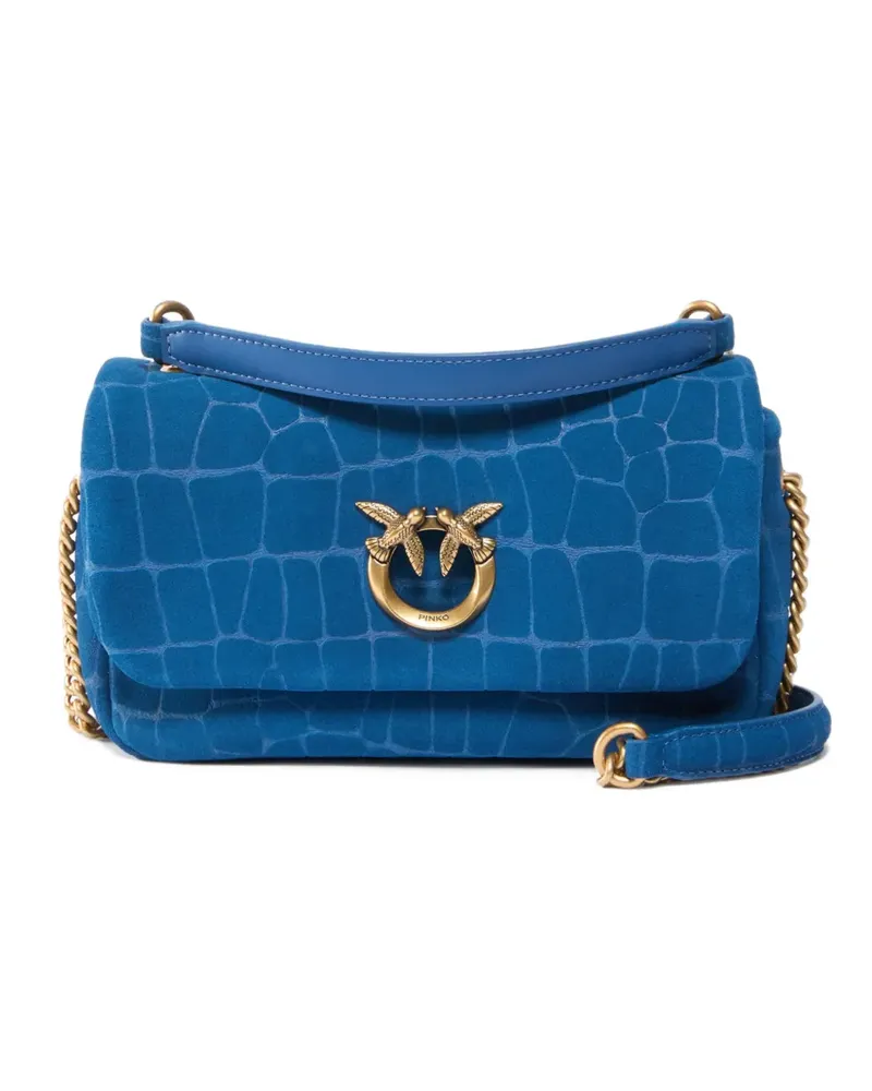 Pinko Mini Love Bag Click Soft Horizontal crossbody bag in crocodile-print leather - Blau Blau