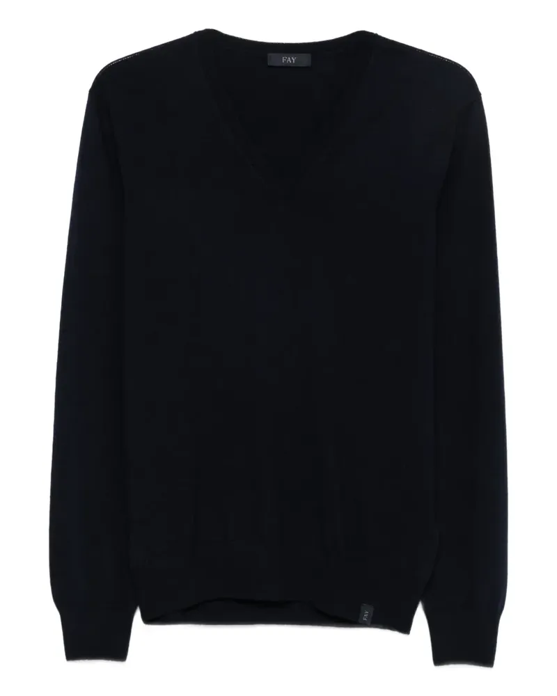 Fay Pullover mit V-Ausschnitt - Blau Blau