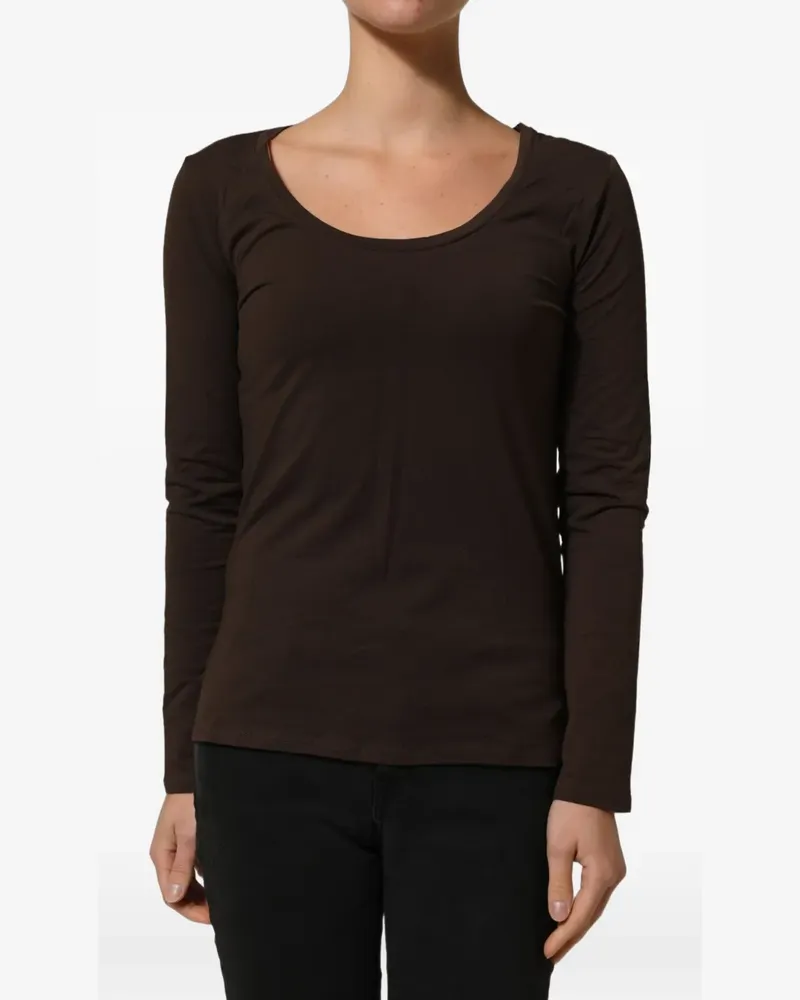 Massimo Rebecchi Langarmshirt mit rundem Ausschnitt - Braun Braun