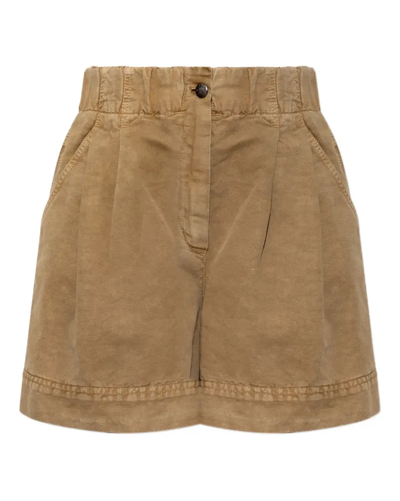 Moncler pleated logo-patch shorts - Nude Nude