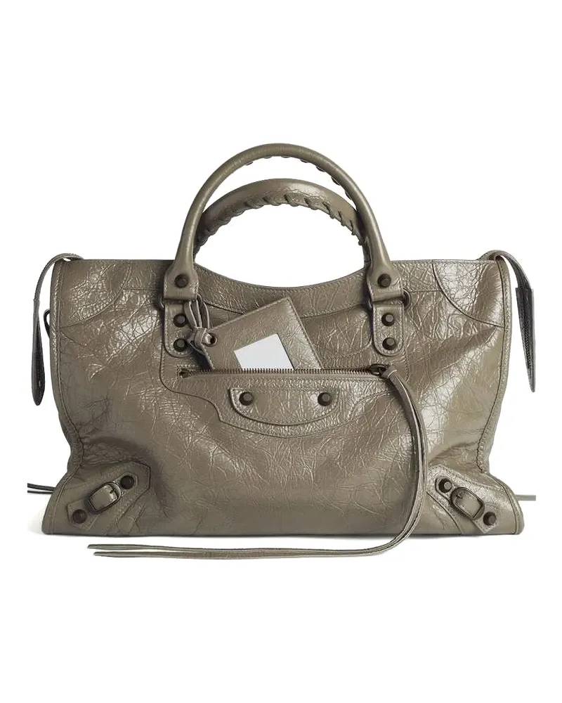 Balenciaga Mittelgroße Le City Tote Bag mit Riss-Effekt - Grau Grau