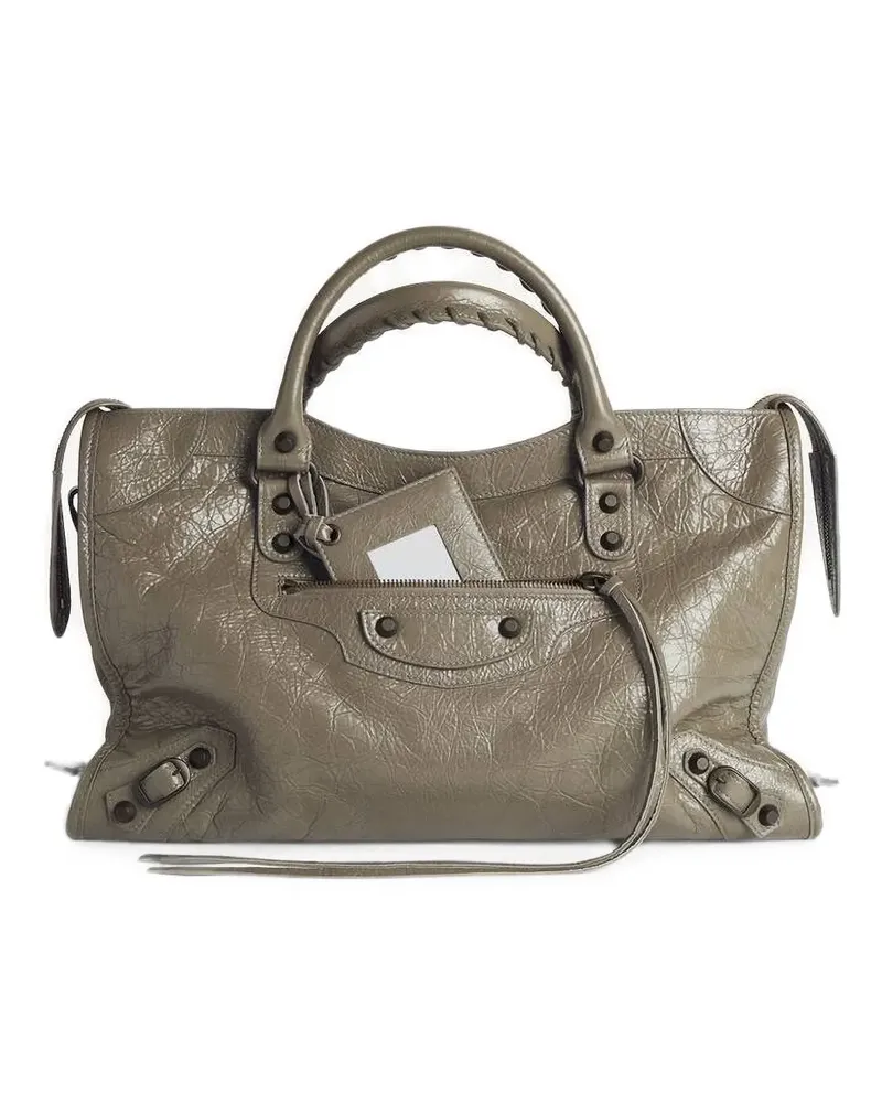 Balenciaga Mittelgroße Le City Tote Bag mit Riss-Effekt - Grau Grau