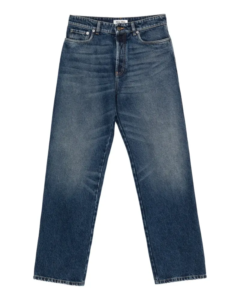 Miu Miu logo-embroidered straight-leg jeans - Blau Blau