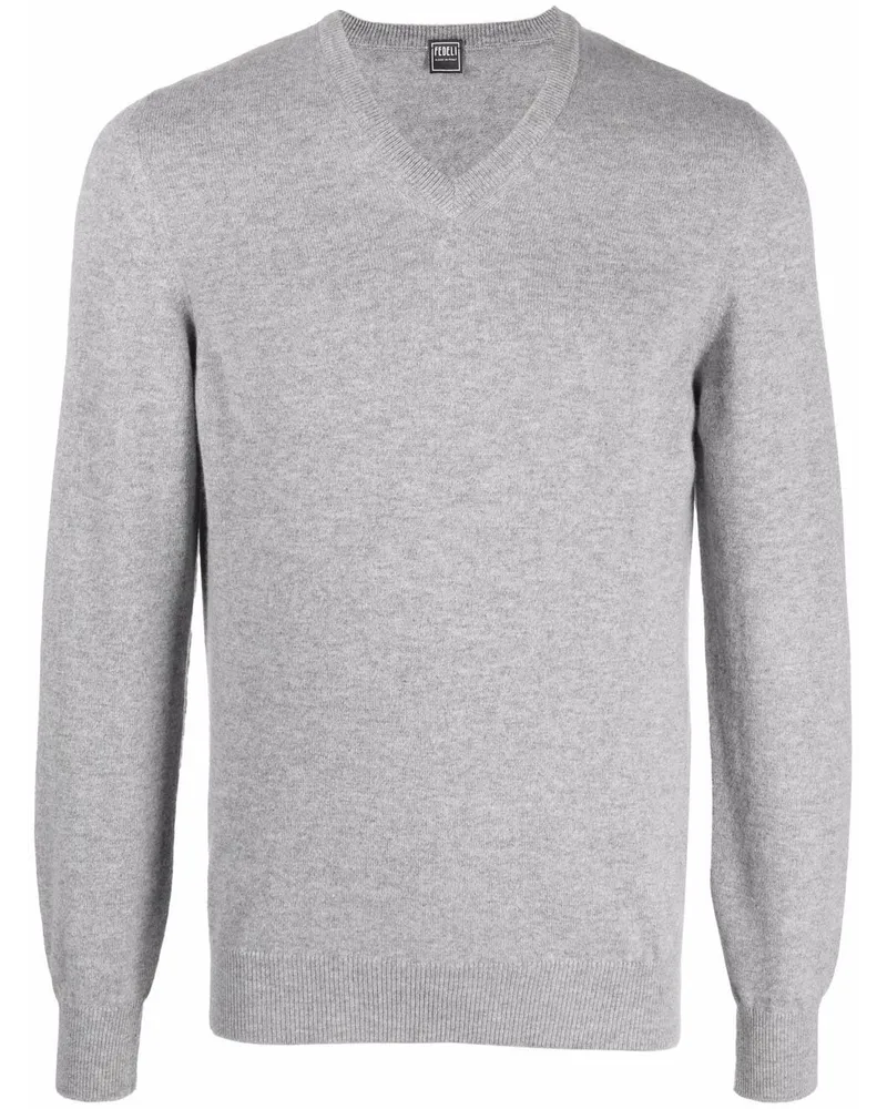 Fedeli Kaschmirpullover mit V-Ausschnitt - Grau Grau