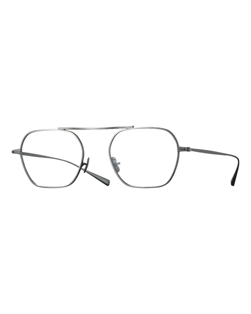 EYEVAN 7285 Gestreifte Brille mit geometrischem Gestell - Silber Silber