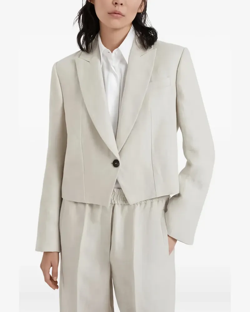 Brunello Cucinelli single-breasted cropped blazer - Nude Nude