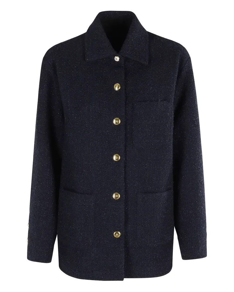 Pinko Geknöpfte Tweed-Jacke mit Glitter-Optik - Blau Blau