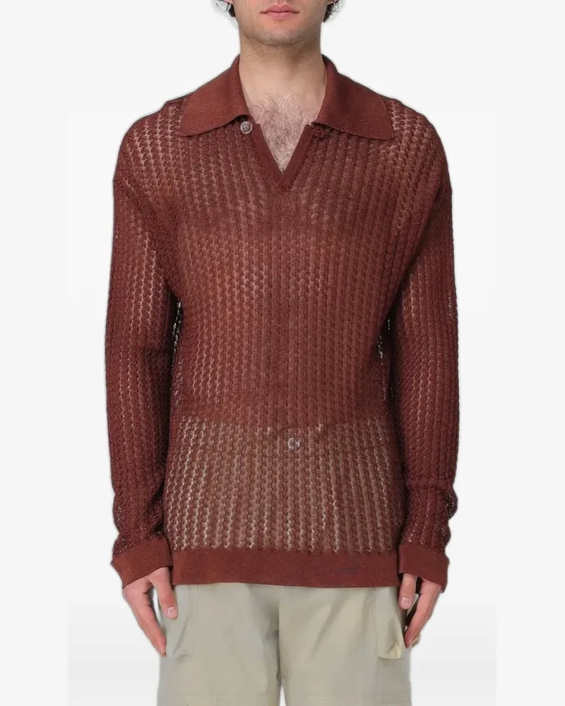 BONSAI V-neck polo-collar sweater - Braun Braun