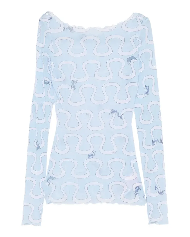 Emilio Pucci Langarmshirt mit grafischem Print - Blau Blau