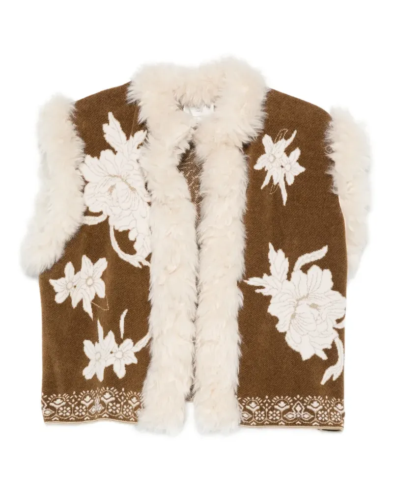 forte_forte Intarsien-Jacke mit Shearling-Besatz - Braun Braun