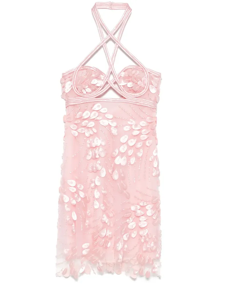 COSTARELLOS Minikleid mit Perlen - Rosa Rosa