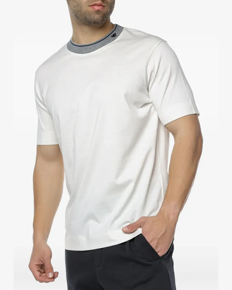 Emporio Armani logo-detail contrast-trim T-shirt - Weiß Weiß