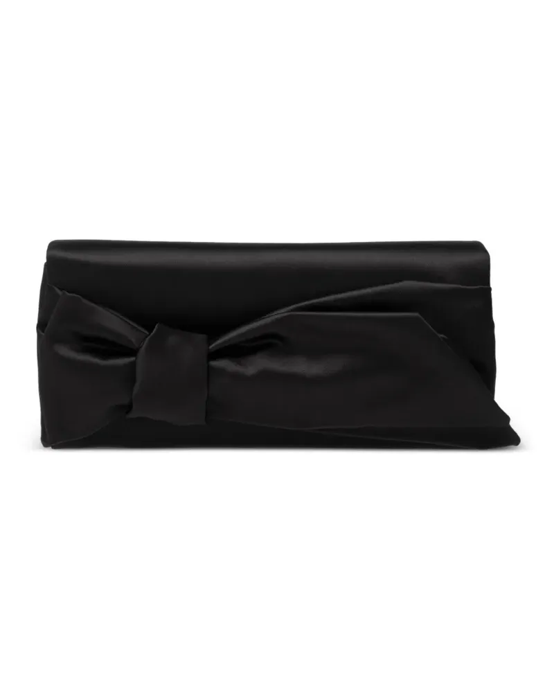 Carolina Herrera New York Karlita Clutch aus Satin mit Schleife - Schwarz Schwarz