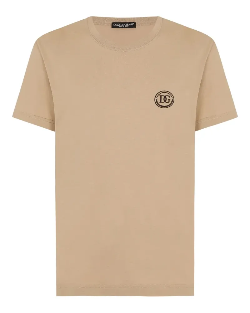 Dolce & Gabbana T-Shirt mit Logo-Stickerei - Nude Nude