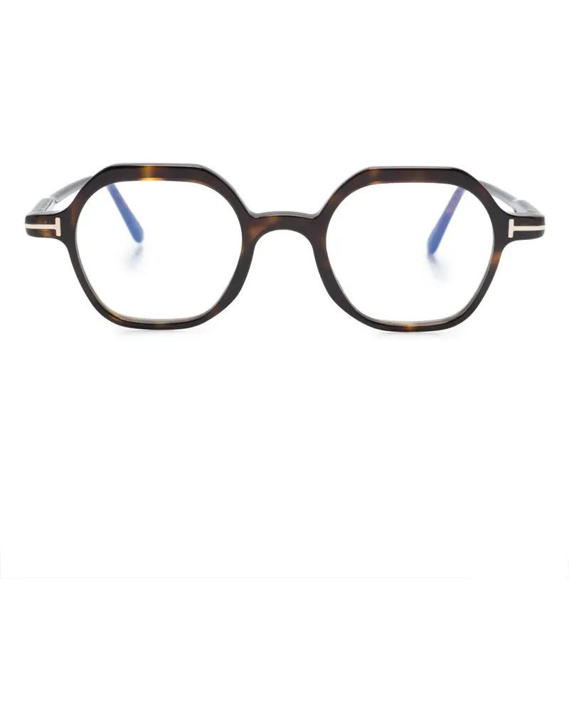 Tom Ford FT5900B Brille mit sechseckigem Gestell - Braun Braun