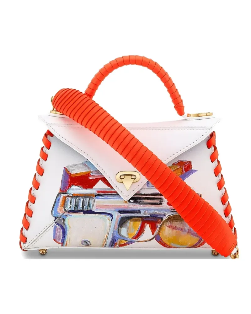 Tyler Ellis x Matt Rogers small Hand Painted leather handbag - Weiß Weiß