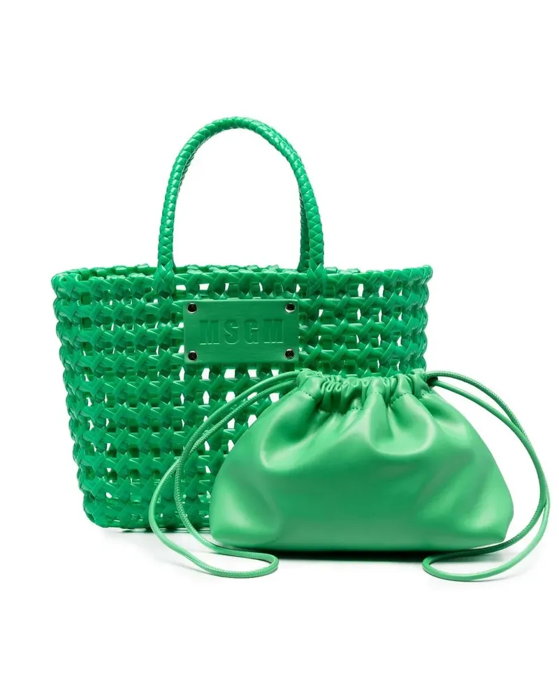 MSGM Shopper mit Logo-Patch - Grün Grün
