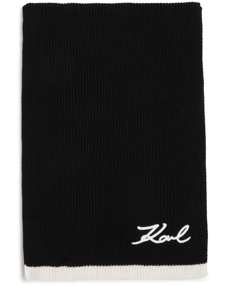 Karl Lagerfeld Gestrickter K/Signatur Schal - Schwarz Schwarz