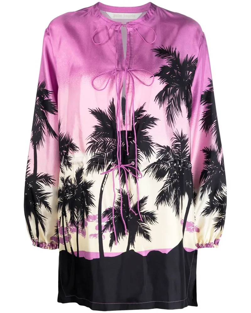Palm Angels Langarmshirt mit grafischem Print - Violett Violett