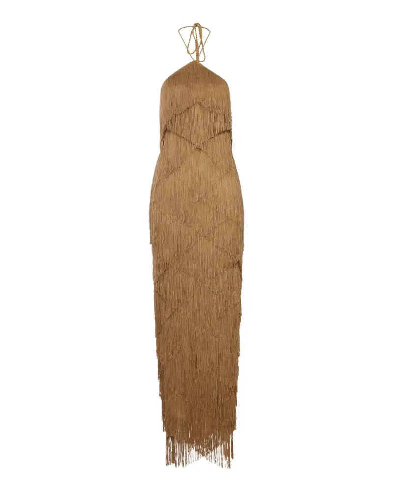 BLESS Laguna fringe-trimmed maxi dress - Braun Braun