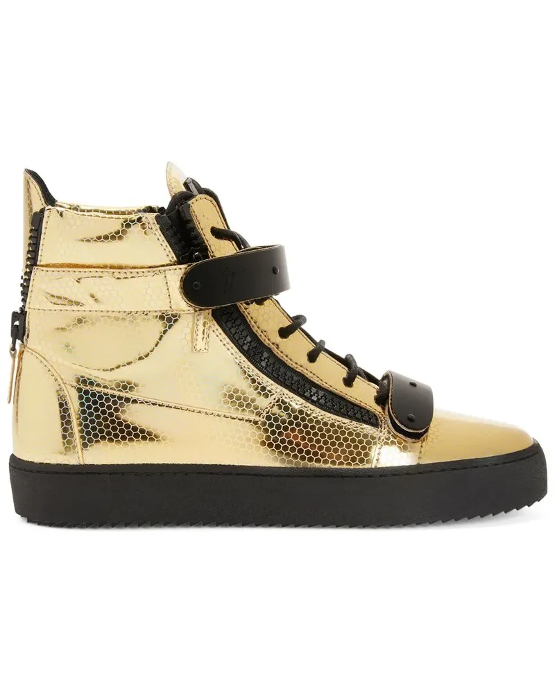 Giuseppe Zanotti High-Top-Sneakers im Metallic-Look - GOLD Gold