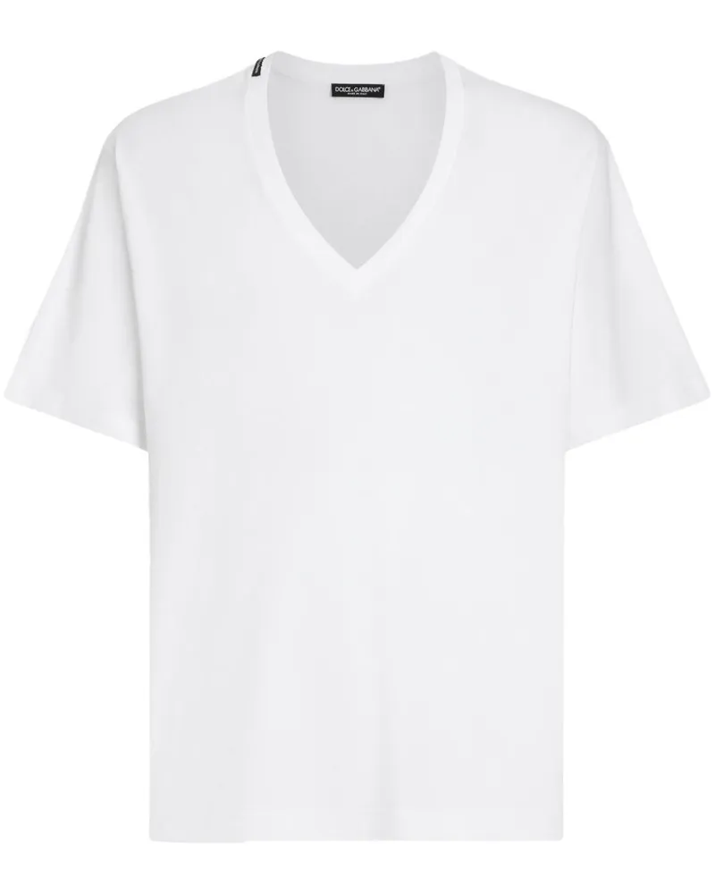Dolce & Gabbana T-Shirt mit V-Ausschnitt - Weiß Weiß