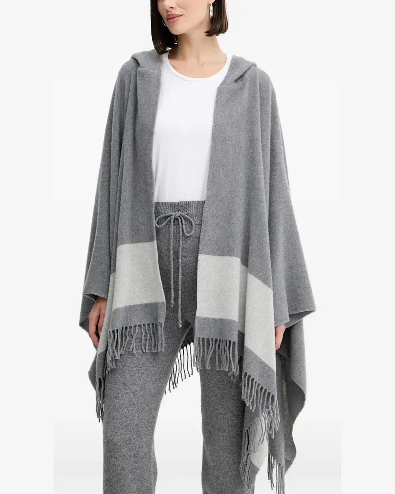 Liviana Conti hooded fringed-hem poncho - Grau Grau