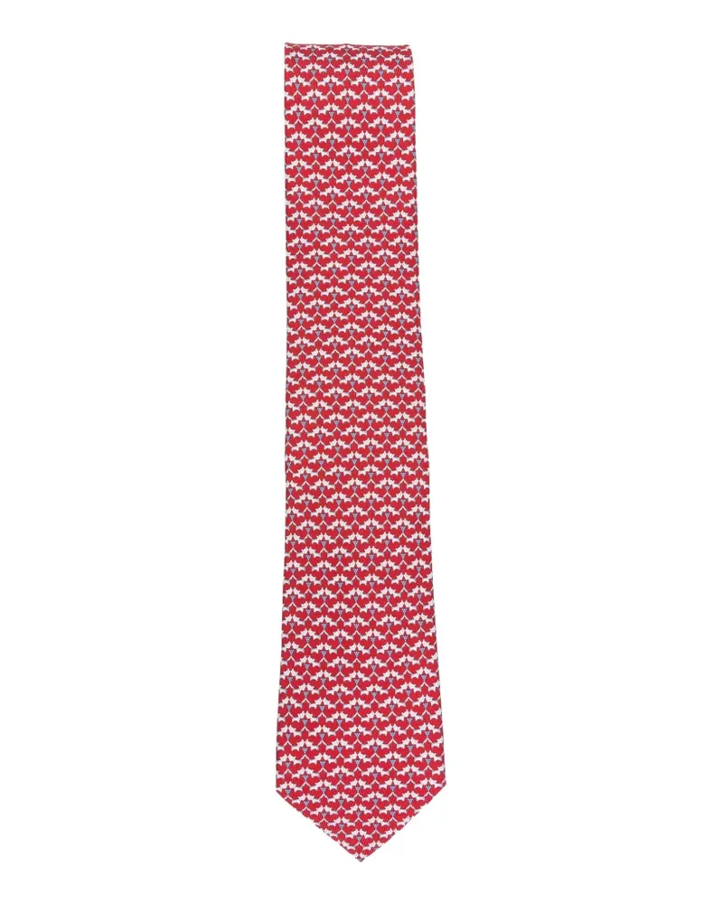 Ferragamo Seidenkrawatte mit Fuchsmuster - Rot Rot