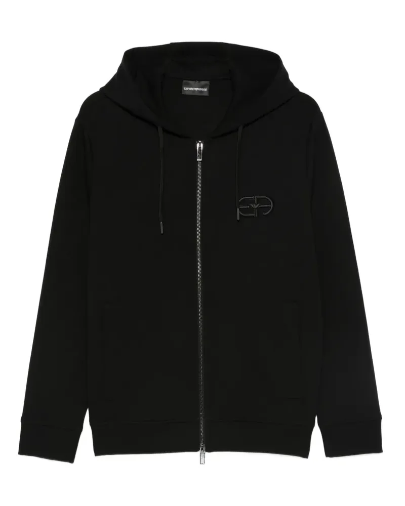 Emporio Armani Hoodie mit Logo-Stickerei - Schwarz Schwarz